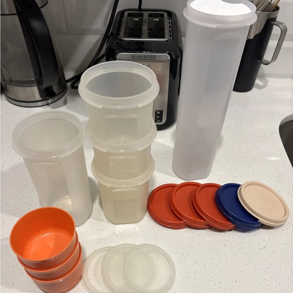 Tupperware Modular Mates Circular With Lids, Spaghetti, Snack cup Bundle Set